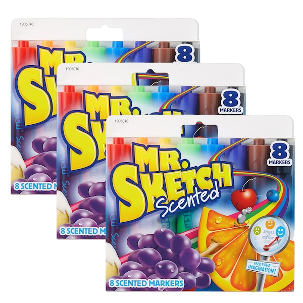 Scented Markers, Chisel Tip, Assorted Colors, PK24, Recommended Age: 4+ Years